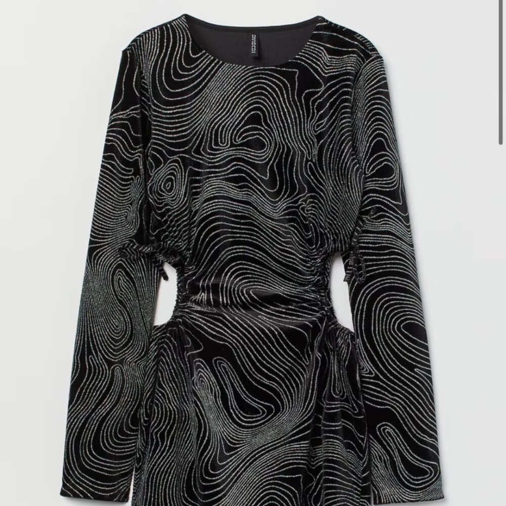 🎀H&M Divided Black Swirl Sparkly Mini Dress - Black